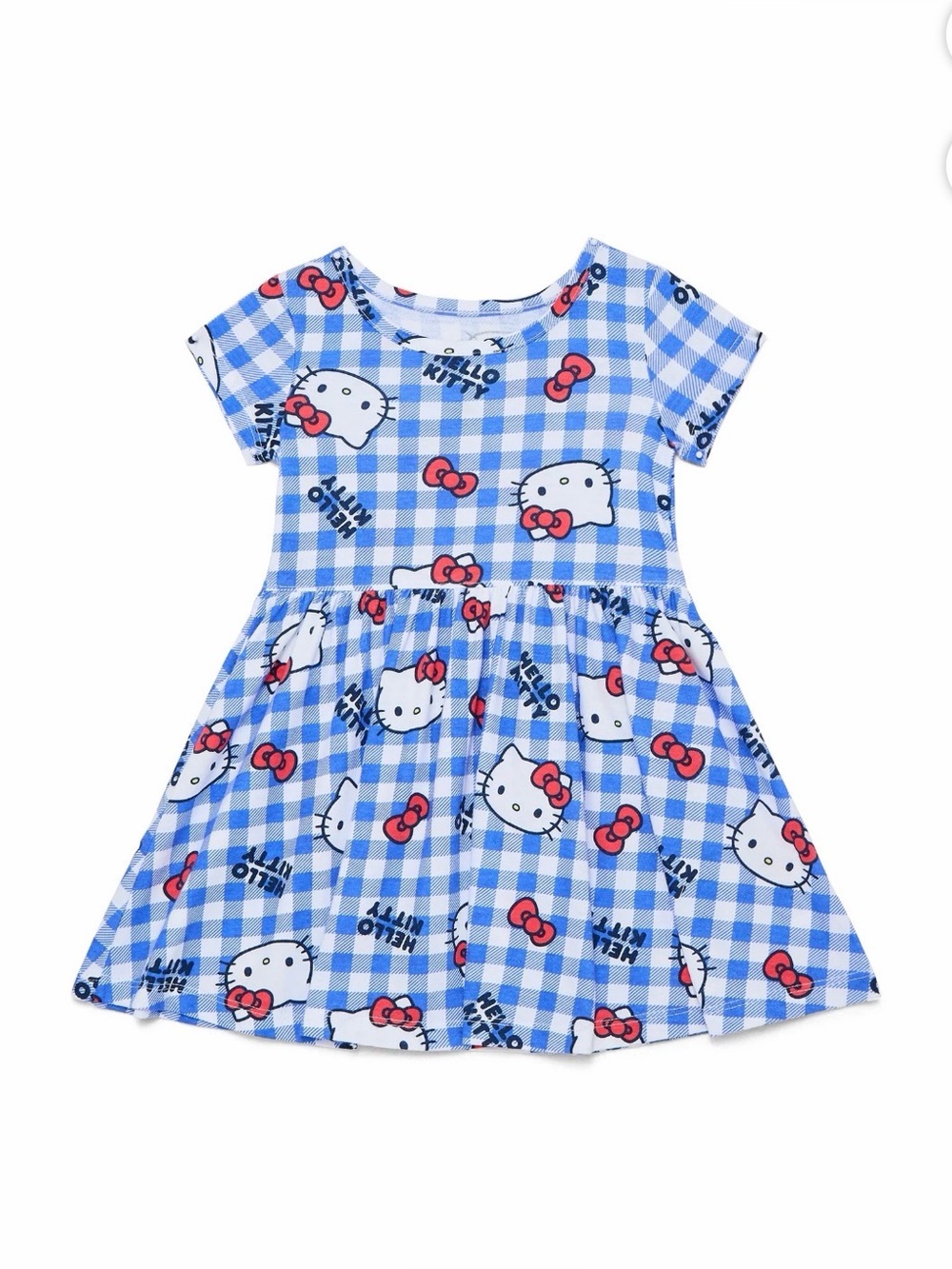 Hello Kitty Blue and White Gingham Dress with Red Accents